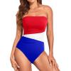 imageHolipick Women Tummy Control One Piece Swimsuits Strapless Bandeau Bathing Suits Slimming Halter SwimwearRed White Blue