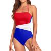 imageHolipick Women Tummy Control One Piece Swimsuits Strapless Bandeau Bathing Suits Slimming Halter SwimwearRed White Blue