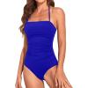 imageHolipick Women Tummy Control One Piece Swimsuits Strapless Bandeau Bathing Suits Slimming Halter SwimwearRoyal Blue