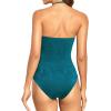 imageHolipick Women Tummy Control One Piece Swimsuits Strapless Bandeau Bathing Suits Slimming Halter SwimwearTeal