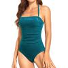 imageHolipick Women Tummy Control One Piece Swimsuits Strapless Bandeau Bathing Suits Slimming Halter SwimwearTeal