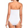 imageHolipick Women Tummy Control One Piece Swimsuits Strapless Bandeau Bathing Suits Slimming Halter SwimwearWhite