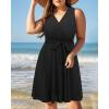 imageHolipick Womens Plus Size Sleeveless V Neck Wrap Sundress Summer Casual Dress with PocketsBlack