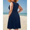 imageHolipick Womens Plus Size Sleeveless V Neck Wrap Sundress Summer Casual Dress with PocketsBlue