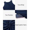 imageHolipick Womens Plus Size Sleeveless V Neck Wrap Sundress Summer Casual Dress with PocketsBlue