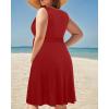 imageHolipick Womens Plus Size Sleeveless V Neck Wrap Sundress Summer Casual Dress with PocketsRed