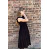 imageHolipick Womens Summer Casual Dress Flutter Sleeves Crew Neck Smocked High Waist Tiered ALine Midi DressBlack