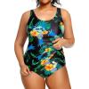 imageHolipick Plus Size Sarong One Piece Swimsuit for Women Tummy Control Bathing Suit Ruched Backless SwimwearGreen Floral