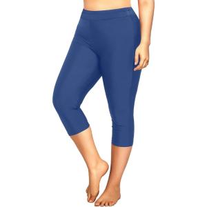 imageHolipick Plus Size Swim Pants for Women Swim Capris High Waisted Swim Leggings UPF 50 Long Swim ShortsBlue