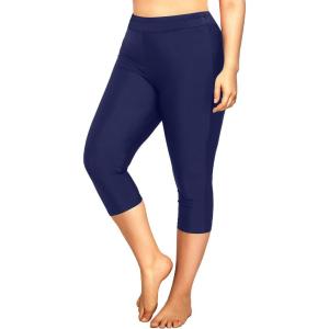 imageHolipick Plus Size Swim Pants for Women Swim Capris High Waisted Swim Leggings UPF 50 Long Swim ShortsNavy Blue