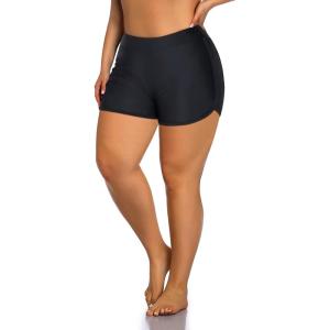 imageHolipick Plus Size Swim Shorts Women High Waisted Bathing Suit Bottoms Tummy Control Swim ShortsBlack
