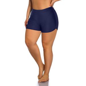 imageHolipick Plus Size Swim Shorts Women High Waisted Bathing Suit Bottoms Tummy Control Swim ShortsNavy Blue