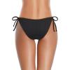 imageHolipick Bikini Bottoms for Women String Bathing Suit Bottom with Moderate Coverage Low Waist Swim BottomRibbed Black