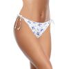 imageHolipick Bikini Bottoms for Women String Bathing Suit Bottom with Moderate Coverage Low Waist Swim BottomWhite and Blue Flower