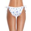 imageHolipick Bikini Bottoms for Women String Bathing Suit Bottom with Moderate Coverage Low Waist Swim BottomWhite and Blue Flower