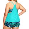 imageHolipick Plus Size Tankini Swimsuit for Women Two Piece Tummy Control Bathing Suit Blouson Tankini Top with ShortsAqua and Leaves