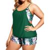 imageHolipick Plus Size Tankini Swimsuit for Women Two Piece Tummy Control Bathing Suit Blouson Tankini Top with ShortsArmy Green