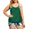 imageHolipick Plus Size Tankini Swimsuit for Women Two Piece Tummy Control Bathing Suit Blouson Tankini Top with ShortsArmy Green