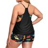 imageHolipick Plus Size Tankini Swimsuit for Women Two Piece Tummy Control Bathing Suit Blouson Tankini Top with ShortsBlack Dragon