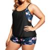 imageHolipick Plus Size Tankini Swimsuit for Women Two Piece Tummy Control Bathing Suit Blouson Tankini Top with ShortsBlack Flamingo