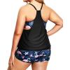 imageHolipick Plus Size Tankini Swimsuit for Women Two Piece Tummy Control Bathing Suit Blouson Tankini Top with ShortsBlack Flamingo