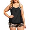 imageHolipick Plus Size Tankini Swimsuit for Women Two Piece Tummy Control Bathing Suit Blouson Tankini Top with ShortsBlack Leopard