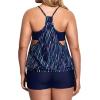 imageHolipick Plus Size Tankini Swimsuit for Women Two Piece Tummy Control Bathing Suit Blouson Tankini Top with ShortsBlue Stripe