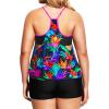 imageHolipick Plus Size Tankini Swimsuit for Women Two Piece Tummy Control Bathing Suit Blouson Tankini Top with ShortsColorful Leaves