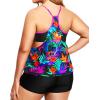 imageHolipick Plus Size Tankini Swimsuit for Women Two Piece Tummy Control Bathing Suit Blouson Tankini Top with ShortsColorful Leaves