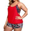 imageHolipick Plus Size Tankini Swimsuit for Women Two Piece Tummy Control Bathing Suit Blouson Tankini Top with ShortsColorful Paisley
