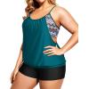 imageHolipick Plus Size Tankini Swimsuit for Women Two Piece Tummy Control Bathing Suit Blouson Tankini Top with ShortsGreen
