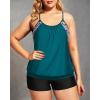 imageHolipick Plus Size Tankini Swimsuit for Women Two Piece Tummy Control Bathing Suit Blouson Tankini Top with ShortsGreen