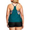 imageHolipick Plus Size Tankini Swimsuit for Women Two Piece Tummy Control Bathing Suit Blouson Tankini Top with ShortsGreen