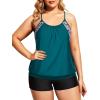 imageHolipick Plus Size Tankini Swimsuit for Women Two Piece Tummy Control Bathing Suit Blouson Tankini Top with ShortsGreen