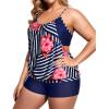 imageHolipick Plus Size Tankini Swimsuit for Women Two Piece Tummy Control Bathing Suit Blouson Tankini Top with ShortsNavy Blue