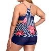 imageHolipick Plus Size Tankini Swimsuit for Women Two Piece Tummy Control Bathing Suit Blouson Tankini Top with ShortsNavy Blue