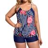 imageHolipick Plus Size Tankini Swimsuit for Women Two Piece Tummy Control Bathing Suit Blouson Tankini Top with ShortsNavy Blue