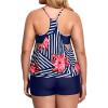 imageHolipick Plus Size Tankini Swimsuit for Women Two Piece Tummy Control Bathing Suit Blouson Tankini Top with ShortsNavy Blue