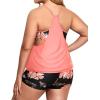 imageHolipick Plus Size Tankini Swimsuit for Women Two Piece Tummy Control Bathing Suit Blouson Tankini Top with ShortsOrange Floral