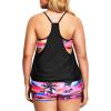 imageHolipick Plus Size Tankini Swimsuit for Women Two Piece Tummy Control Bathing Suit Blouson Tankini Top with ShortsPink