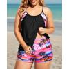 imageHolipick Plus Size Tankini Swimsuit for Women Two Piece Tummy Control Bathing Suit Blouson Tankini Top with ShortsPink