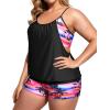 imageHolipick Plus Size Tankini Swimsuit for Women Two Piece Tummy Control Bathing Suit Blouson Tankini Top with ShortsPink