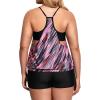 imageHolipick Plus Size Tankini Swimsuit for Women Two Piece Tummy Control Bathing Suit Blouson Tankini Top with ShortsPink Stripe