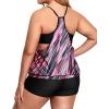 imageHolipick Plus Size Tankini Swimsuit for Women Two Piece Tummy Control Bathing Suit Blouson Tankini Top with ShortsPink Stripe