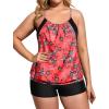 imageHolipick Plus Size Tankini Swimsuit for Women Two Piece Tummy Control Bathing Suit Blouson Tankini Top with ShortsRed Floral