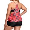 imageHolipick Plus Size Tankini Swimsuit for Women Two Piece Tummy Control Bathing Suit Blouson Tankini Top with ShortsRed Floral