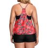 imageHolipick Plus Size Tankini Swimsuit for Women Two Piece Tummy Control Bathing Suit Blouson Tankini Top with ShortsRed Floral