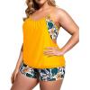 imageHolipick Plus Size Tankini Swimsuit for Women Two Piece Tummy Control Bathing Suit Blouson Tankini Top with ShortsYellow Floral