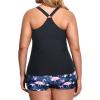imageHolipick Two Piece Plus Size Tankini Swimsuits for Women Tummy Control Bathing Suits Athletic Tankini Top with Boy ShortsBlack Flamingo