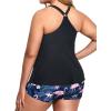 imageHolipick Two Piece Plus Size Tankini Swimsuits for Women Tummy Control Bathing Suits Athletic Tankini Top with Boy ShortsBlack Flamingo